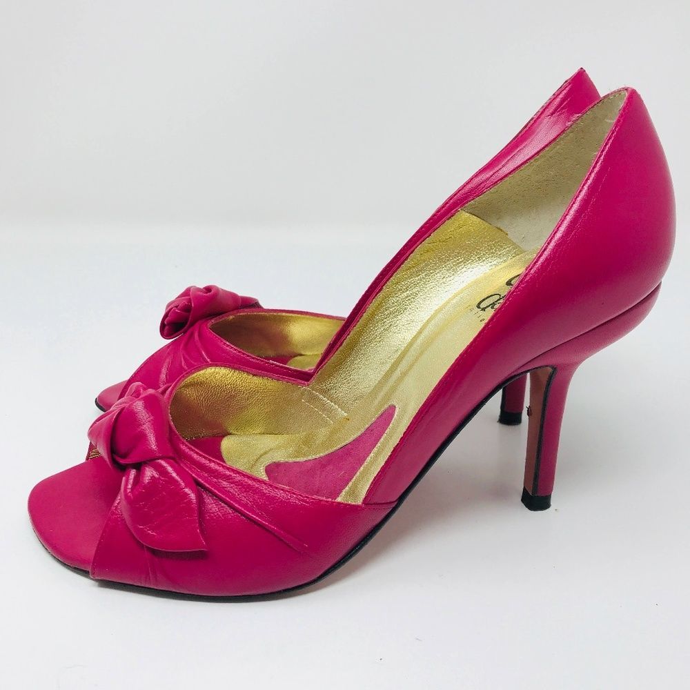 Charles David Leather Knot Front Peep Toe Heels